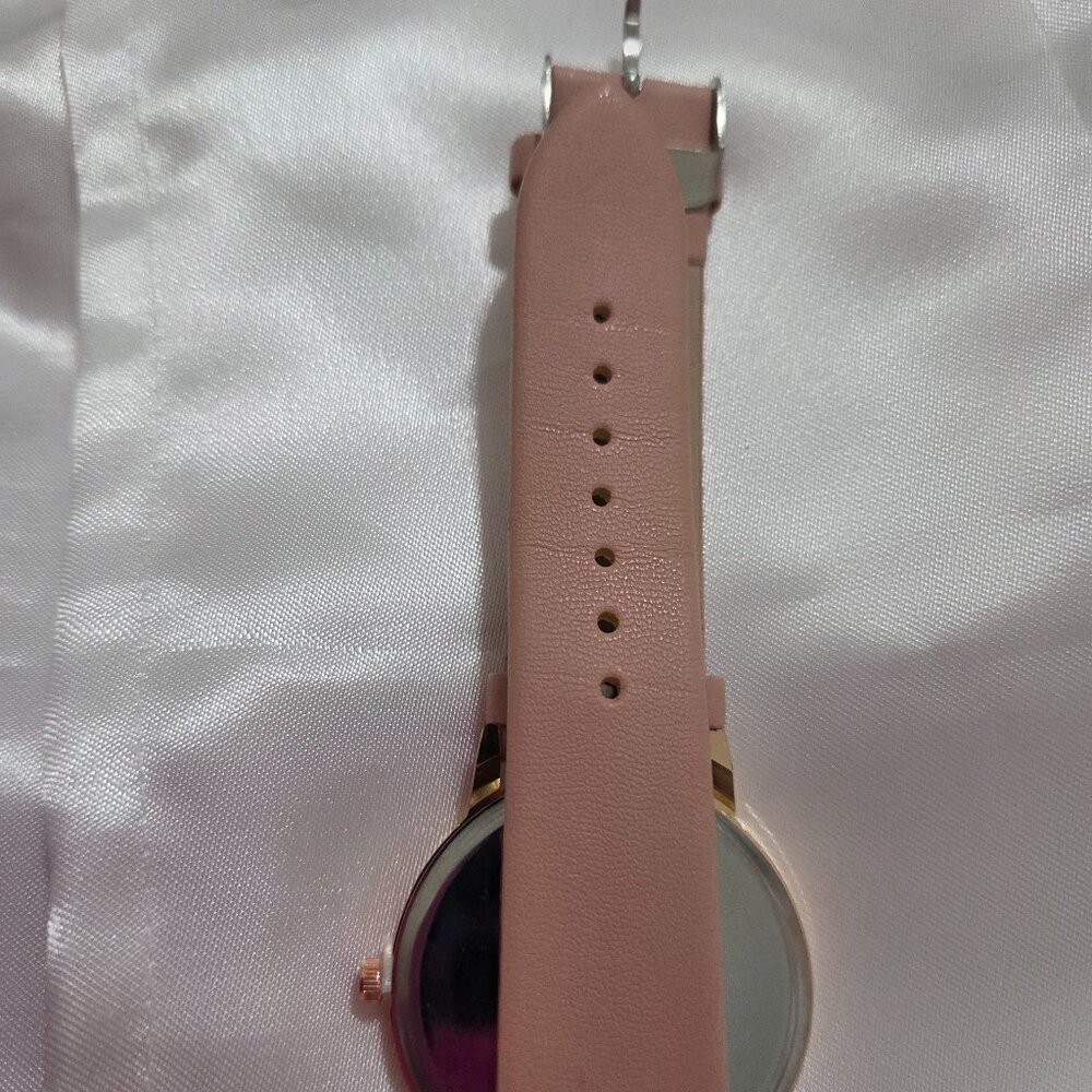 Women’s Quartz Watch Rose Gold Tone Glitter Dial Leather Strap Elegant Gift - Picture 5 of 5
